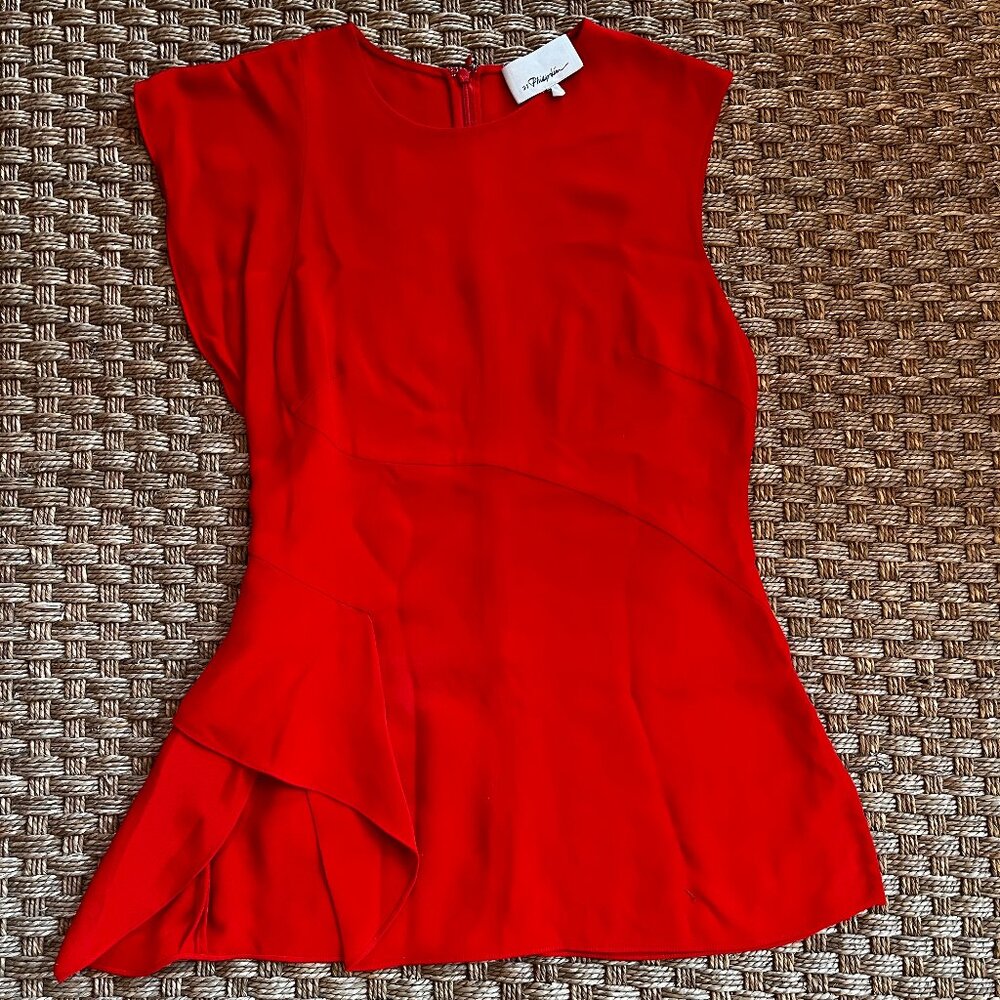 3.1 Phillip Lim Sexy Bright Red Silk Going Out Top! Size 4